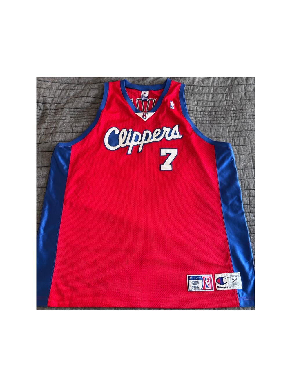 Authentic Champion NBA LA Clippers Lamar Odom #7 Red Jersey Double Tag Size 56